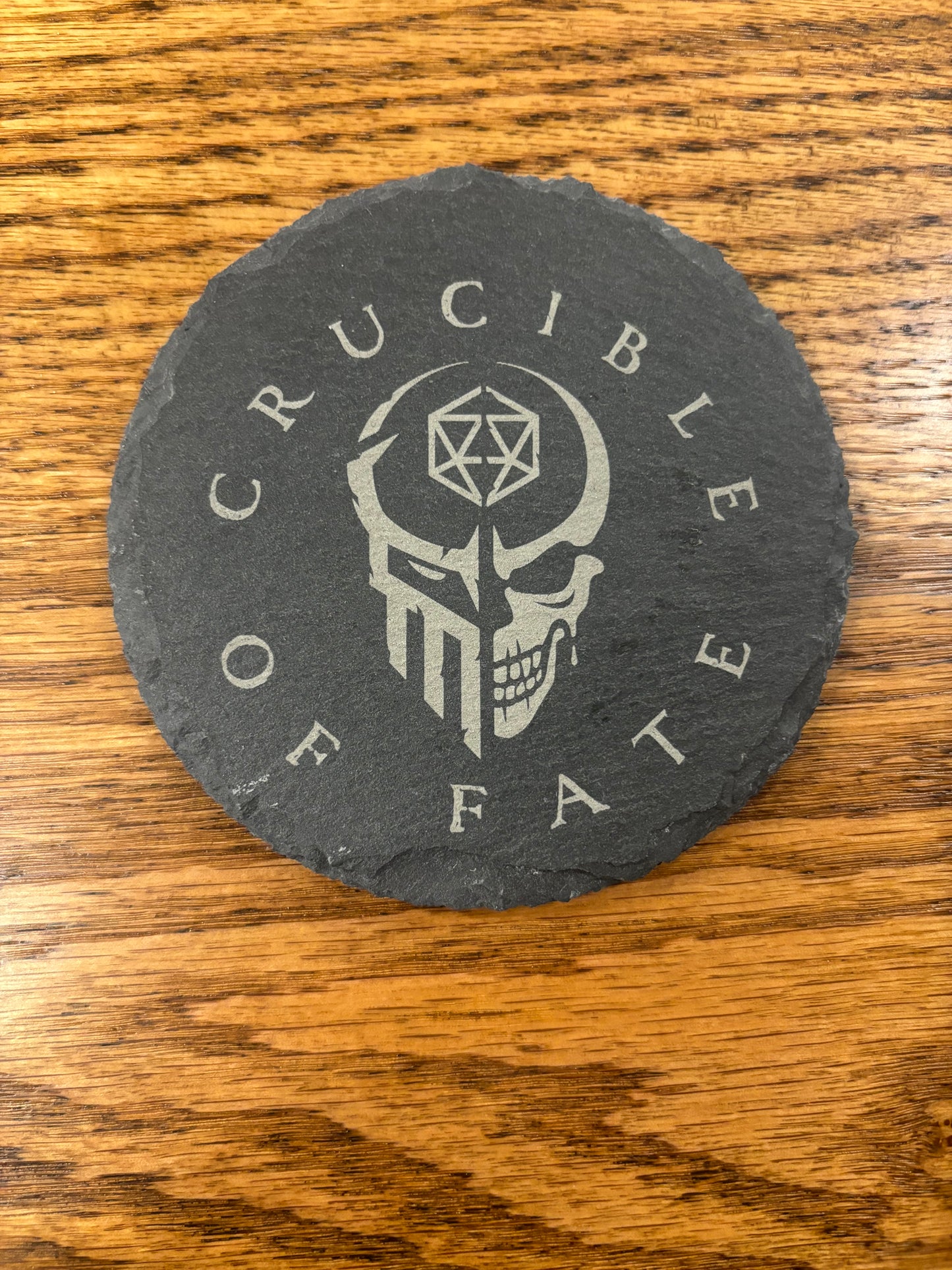 Slate Coasters - Set of 4 - Crucible of Fate logo